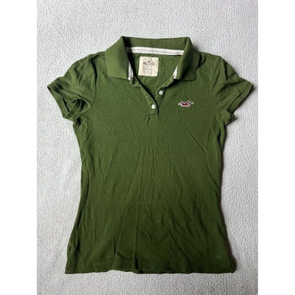 Y2K Hollister Green Collared Short Sleeve Polo Shirt Womens Small